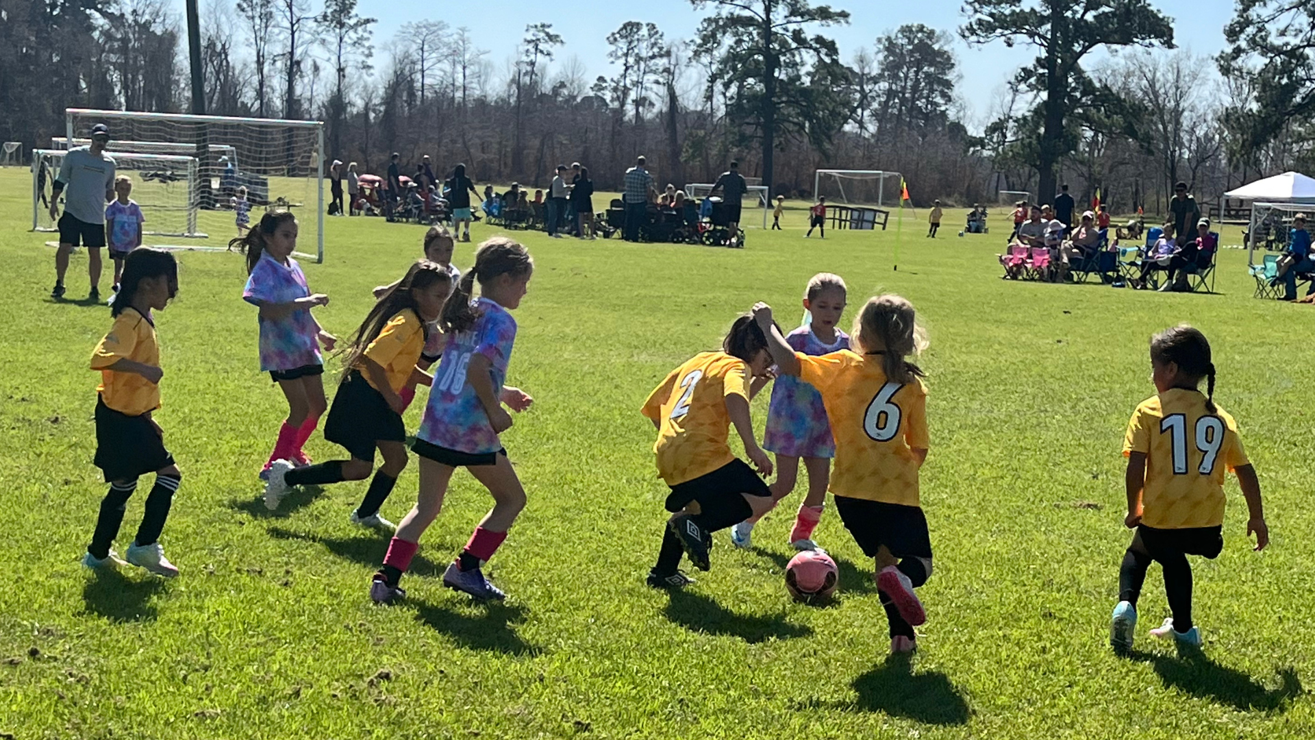 girls playing soccer